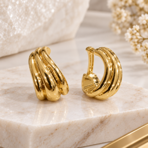 14K Gold Triple Elegance Earrings