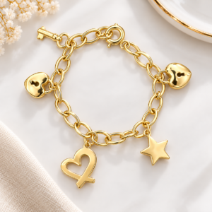 10K Gold Charm Bracelet – 6mm, 6"