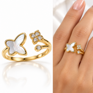 14K Gold Mother-of-Pearl Butterfly Ring