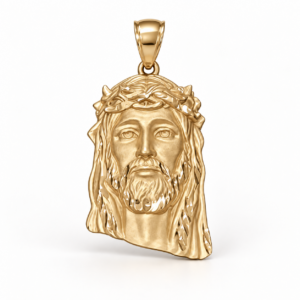 10K Gold Jesus Christ Head Pendant