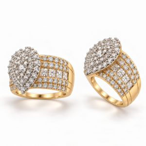 10K Gold Pear-Shaped Cluster Engagement Ring