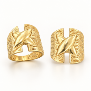 10K Gold Geometric Statement Ring – Size 7