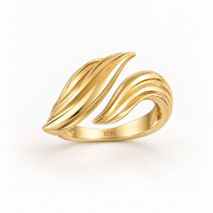 10K Gold Open Wave Statement Ring – Size 11