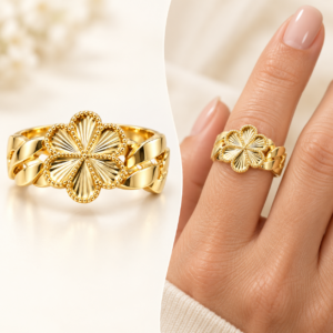 10K Gold Six-Petal Floral Ring