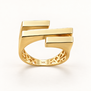 Italian Geometric Bar Ring in 14K Gold