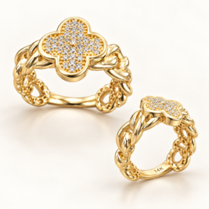Italian Four-Leaf Clover Ring in 14K Gold