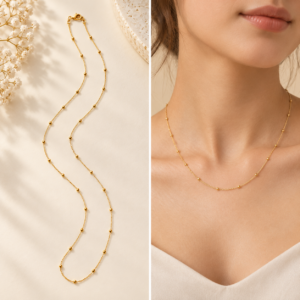 10K Gold Beaded Station Chain