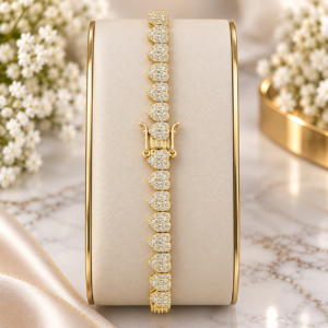 10K Gold Diamond Heart Tennis Bracelet