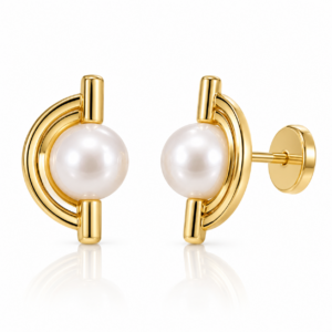 14K Gold Pearl Elegance Earrings