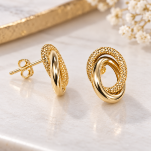 14K Gold Infinity Twist Stud Earrings