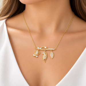Enchanted Nature Charm Necklace – 10K Gold