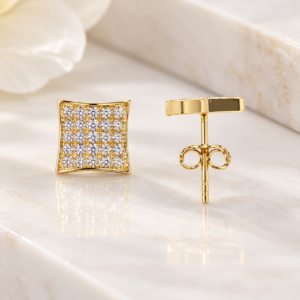 Aretes Cuadrados Pavé en Oro 10K