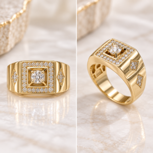 10K Gold Square Diamond Men’s Ring