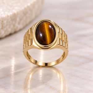 10K Gold Tiger’s Eye Men’s Ring