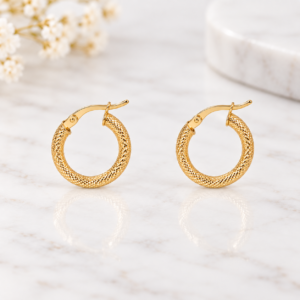 10K Gold 3mm Nevadas Hoop Earrings – Size #2