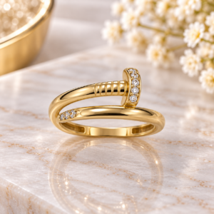 10K Gold Nail-Inspired Wrap Ring