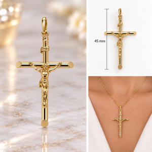 10K Gold Classic Crucifix Pendant – 45mm