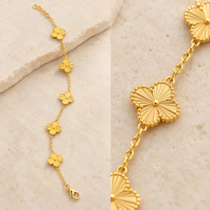 10K Gold Italian Four-Petal Flower Bracelet