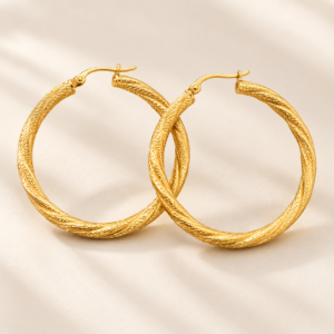 14K Gold Twisted Hoop Earrings