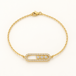 10K Yellow Gold Oval Three-Stone Bracelet – 7 Inche