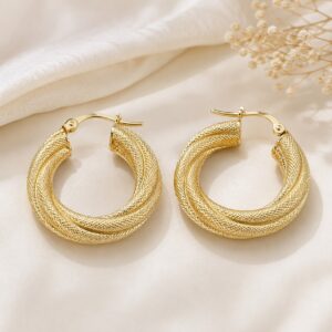 Twisted Radiance Hoop Earrings