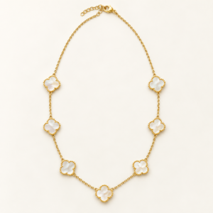 10K Gold Seven-Flower Inspired Necklace – 16 Inches