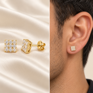 10K Yellow Gold Square Stud Earrings – 5mm